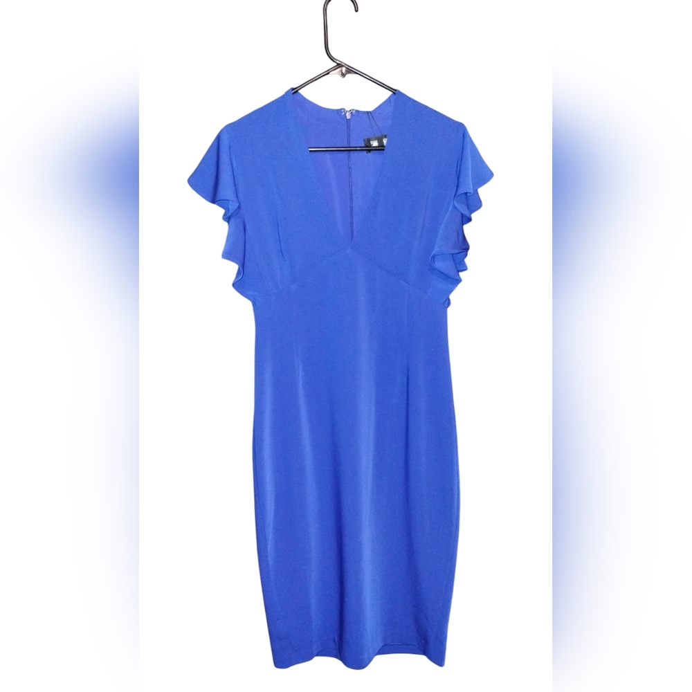 Alexia Admor NWT flirty ruffle short sleeve blue midi dress v neck